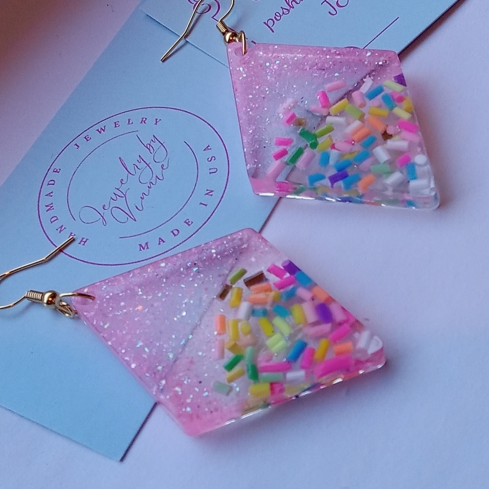 Hand Crafted Resin Earrings Cupcakes & Sprinkles Collection - Picture 3 of 7
